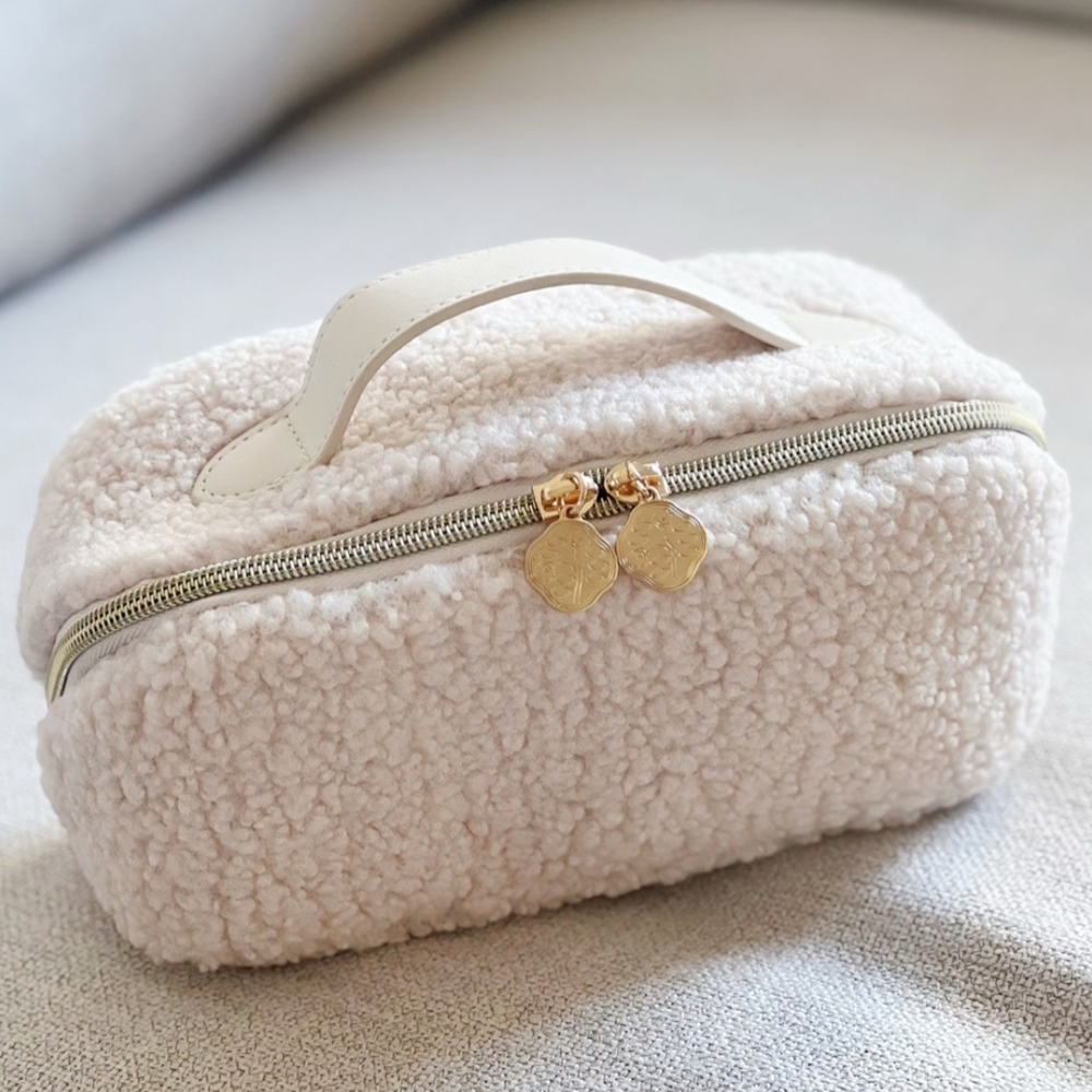 Cream Sherpa Cosmetic Bag